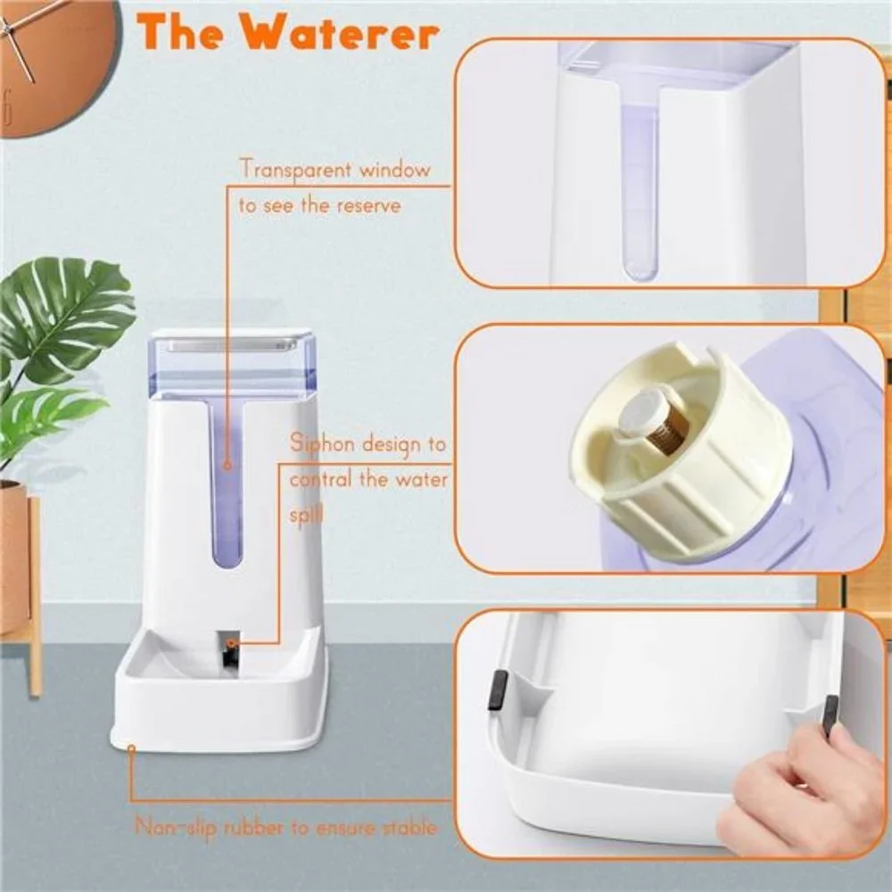 Automatic Cat Feeder and Water Dispenser in Set 2Packs 1 Gallon for Small Medium
